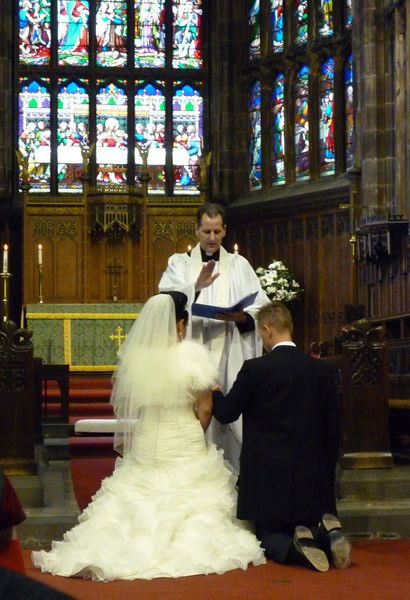 Kneeling at the alter