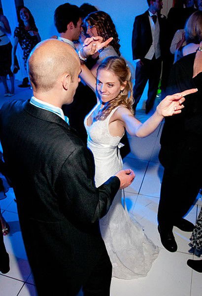 Bride and groom dancing