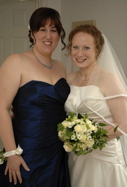 Bride and bridesmaid