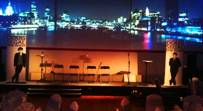 Stage set up with stage banners