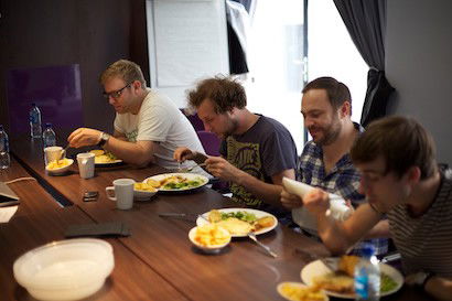 Hipster having dinner