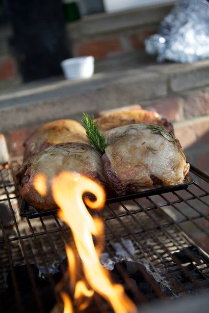 Food being barbecued