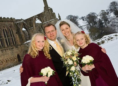 Bride groom bridesmaids