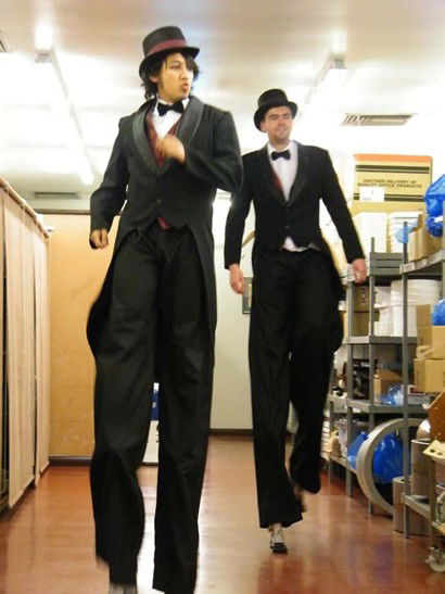 Stilt walkers heading out