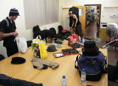 Packing away in dressing room