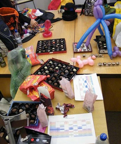 Dressing room full of Thorntons chocolate