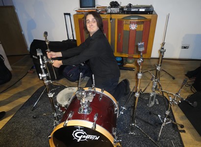 Setting up the drums