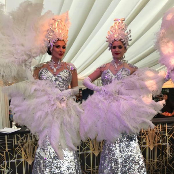 Elegant Silver Stilt Walkers Stilt Walker Merseyside