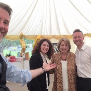 Posing with the most wonderful Lady Maria-Belen Parker (MB) at her stunning 50th Wedding Anniversary West End Encore Solo Artist, Duo or Trio Review Private Party Essex