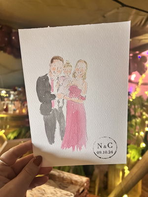 Event Whimsical Wedding Guest Illustrator Caricaturist Oxfordshire