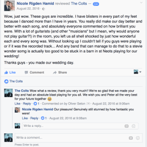 Cain Manor's excellent catering :-) The Arcadias Function Band Review Wedding Cambridgeshire