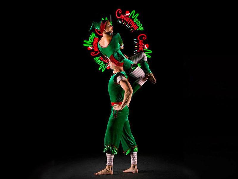 Promo The Elf Show Christmas Themed LED Elf Acrobats Dorset