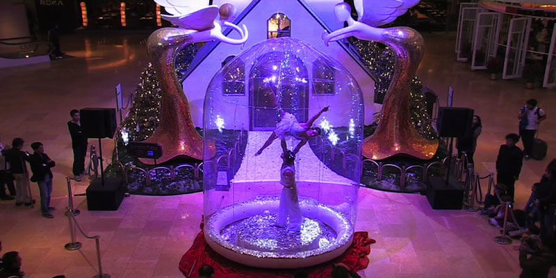 Promo Magical Snowdome Giant Snow Globe Acrobats London