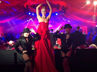 Promo Red Carpet Lady Stilt Walker with Red Carpet and Rope Barriers Lancashire