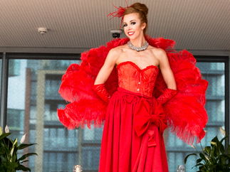 Promo Red Carpet Lady Stilt Walker with Red Carpet and Rope Barriers Lancashire