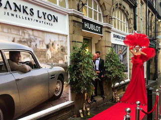 Promo Red Carpet Lady Stilt Walker with Red Carpet and Rope Barriers Lancashire