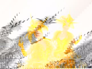 Promo Showgirl Champagne Skirts Mix and Mingle Entertainer Leicestershire