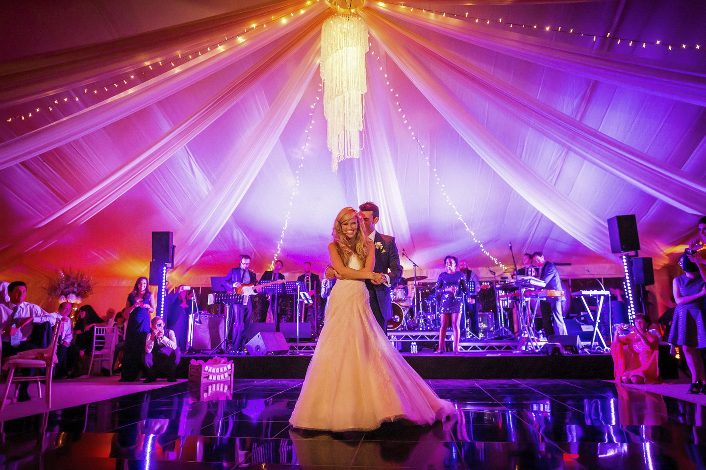 a marquee provides the best cover for an outdoor wedding band