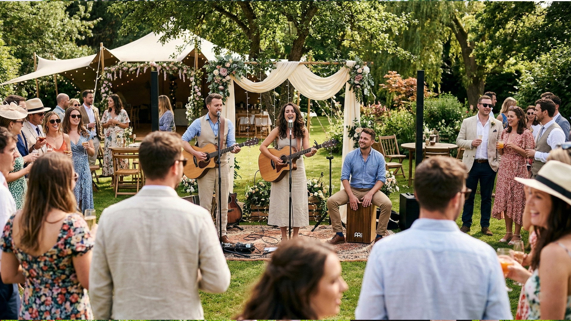Acoustic wedding musicians performing live ceremony music