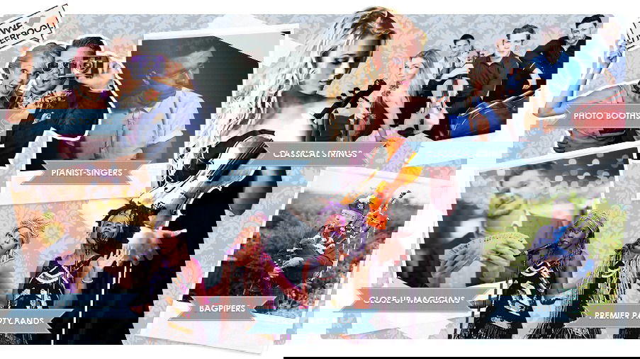 Music and entertainment ideas mood board for Classic/Elegant weddings