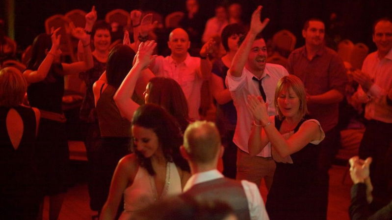 Hipster band wedding crowd