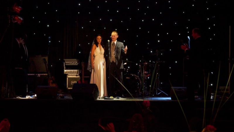 The happy couple make their speech