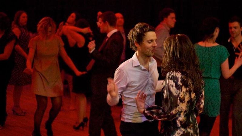 Hipster crowd on the dancefloor