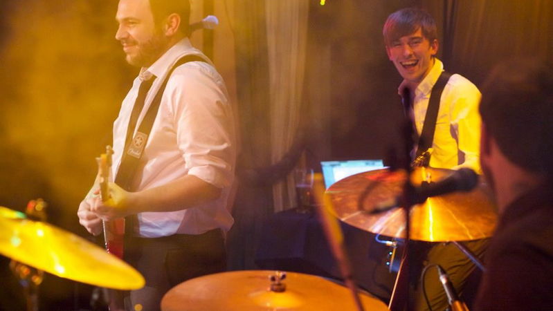 Hipster enjoying themselves on stage