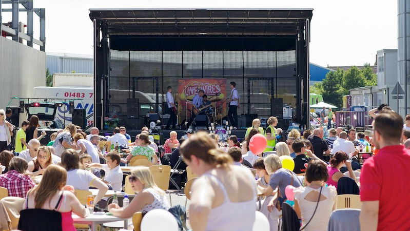 Live Wires stage at the Ocado Summer Party