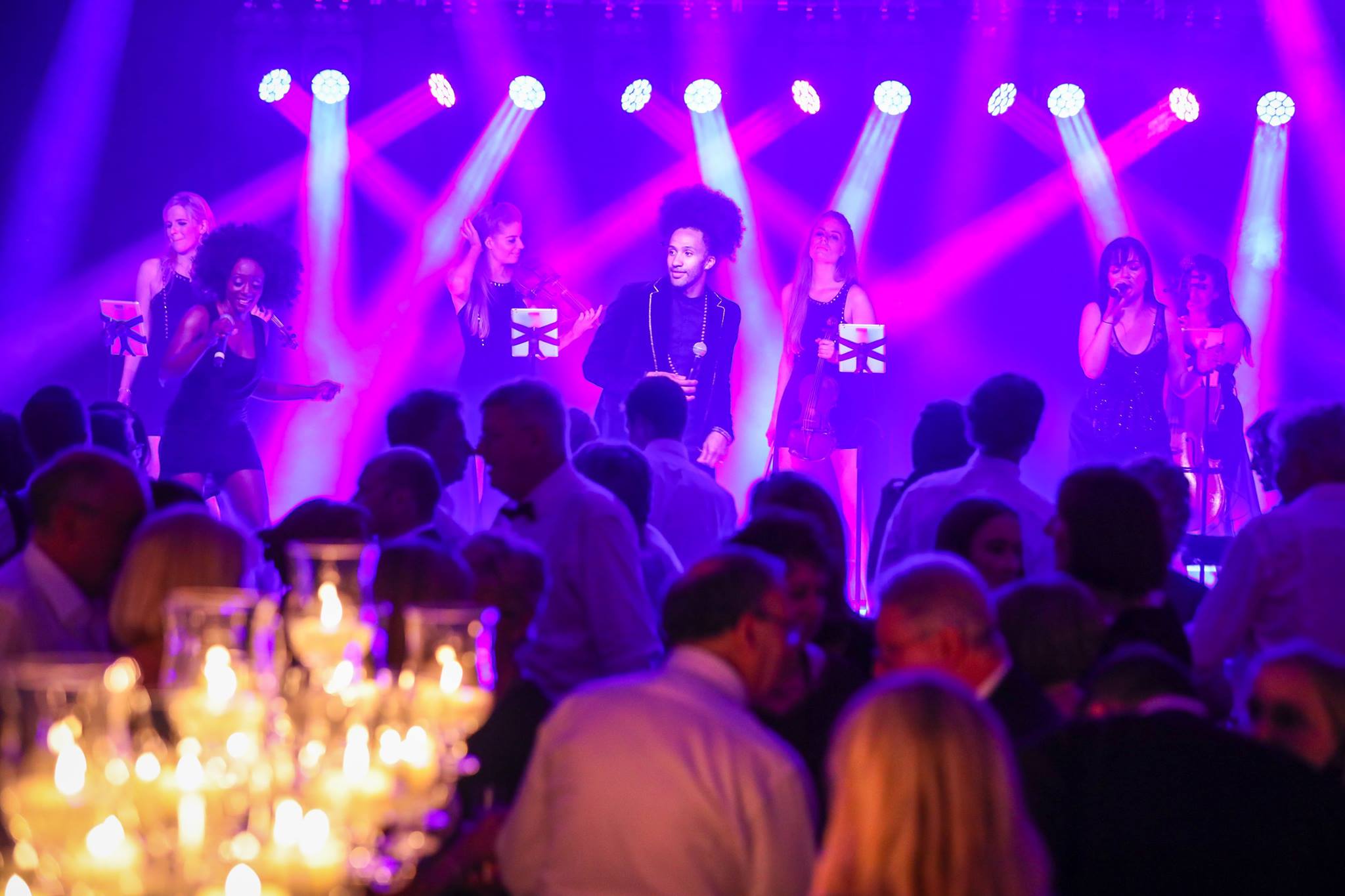 Showband performing at a luxury black-tie wedding