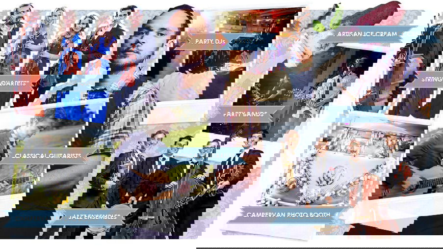 Music & Entertainment ideas mood board for English Country Garden/Outdoor themed weddings