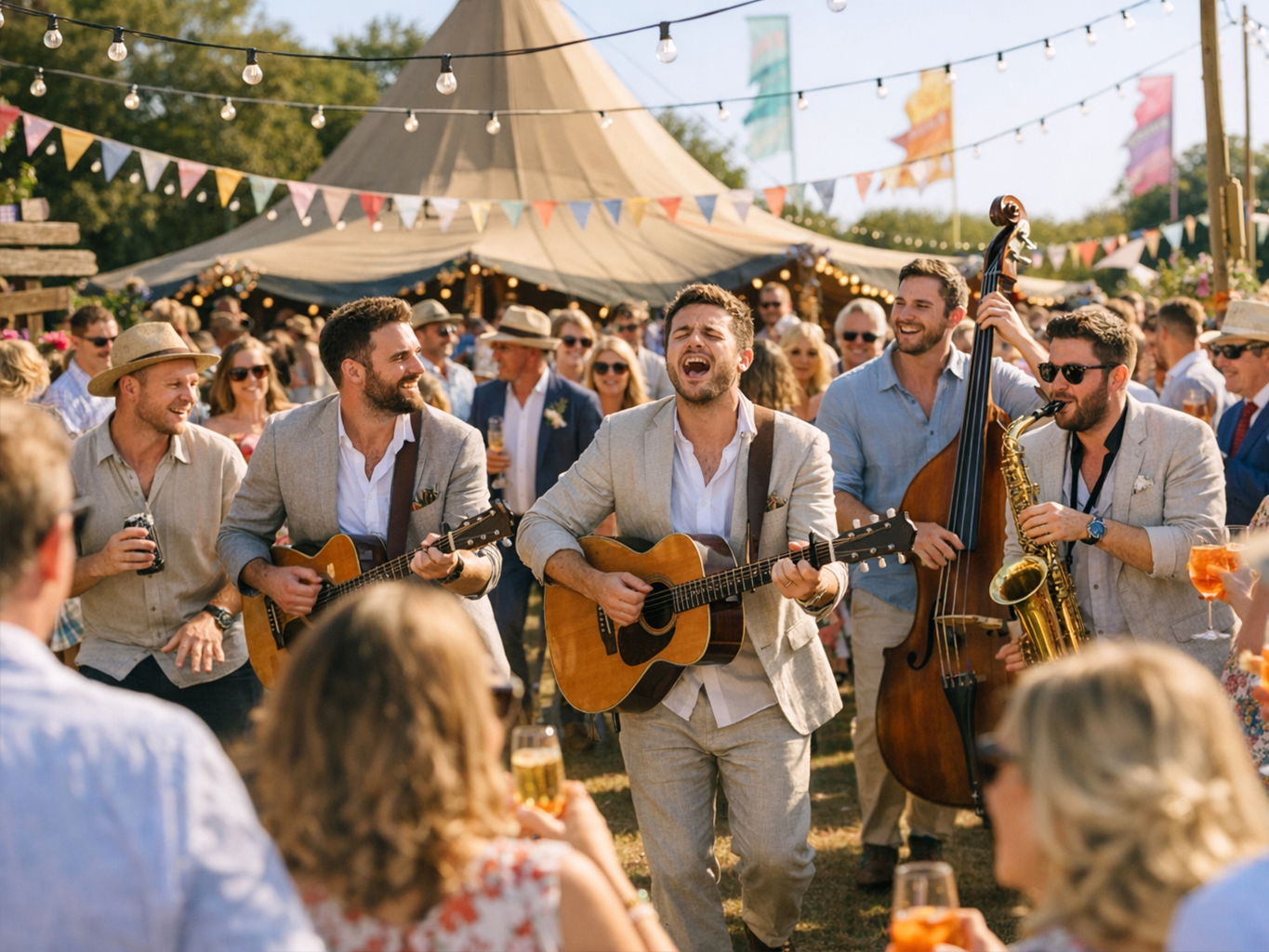 Roaming band performing during the afternoon drinks reception