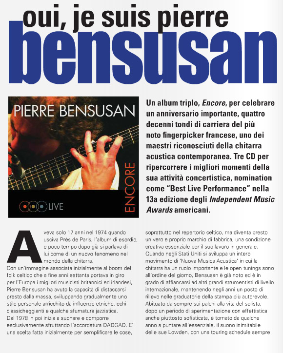 Pierre Bensusan - Chitarre Magazine Feature - Pg1